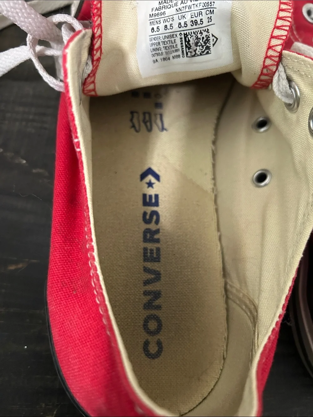 Red Low-Top Canvas Sneakers with White Laces